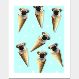 real ice cream pug pattern Posters and Art